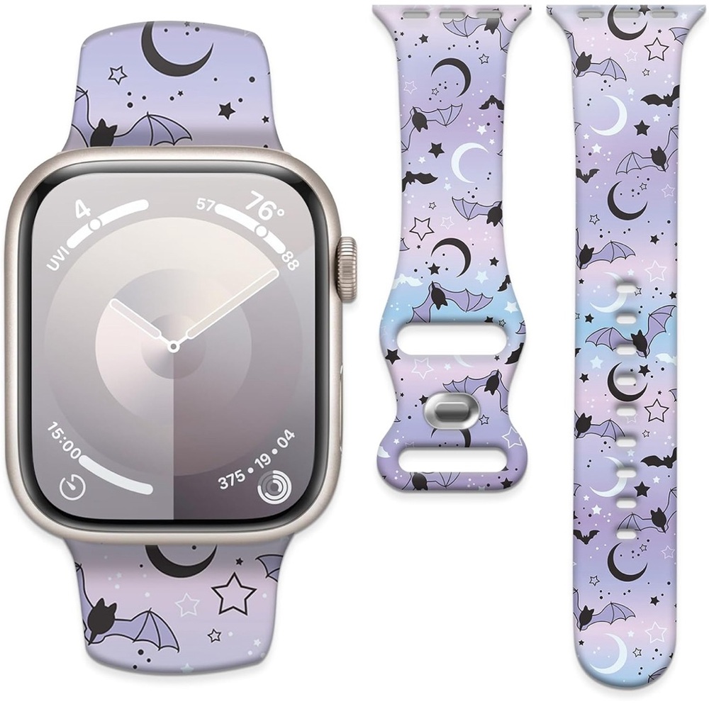 Unlisted Purple and Black Bat-Themed Watch Band
